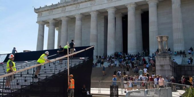 Vorbereitungen am Lincoln Memorial Vorbereitungen am Lincoln Memorial