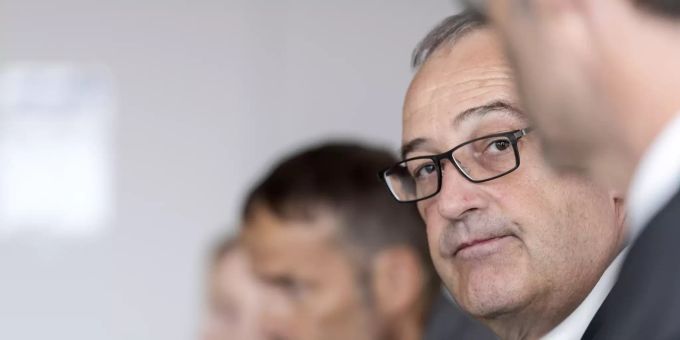 Bundesrat Guy Parmelin bei einer Pressekonferenz. briten efta Mercosur