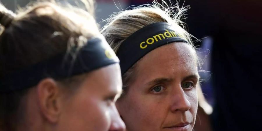 Sind beim Beachvolleyball-Major in Wien in der K.o.-Runde dabei: Laura Ludwig (r) und Margareta Kozuch. Foto: Christian Charisius