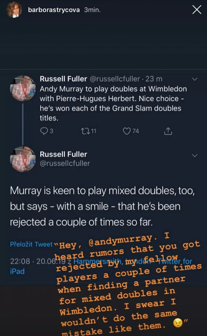 Barbora Strycova möchte gerne mit Andy Murray Mixed Doppel spielen. Barbora Strycova