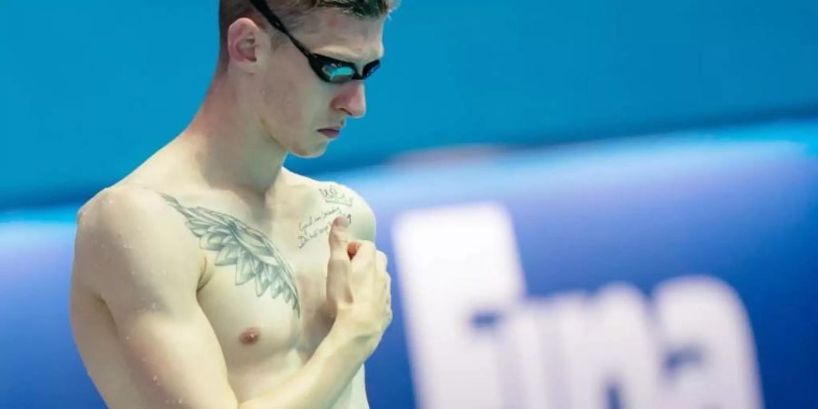 Kämpft auch über 800 und 1500 Meter um Medaillen: Florian Wellbrock beim Training am Wettkampfbecken. Foto: Bernd Thissen