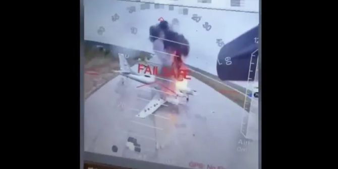 Russland-Bomber in Flammen