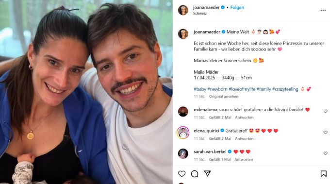 Joana Mäder und Stefan Mäder sind Eltern geworden. Joana Mäder