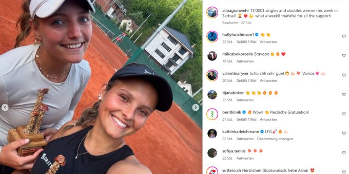 Alina Granwehr (r) feiert in Serbien einen Doppel-Erfolg. Alina Granwehr