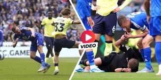 Schiri am Boden - Leicester-Star Vardy greift gleich selbst zur Pfeife Schiri am Boden - Leicester-Star Vardy greift gleich selbst zur Pfeife
