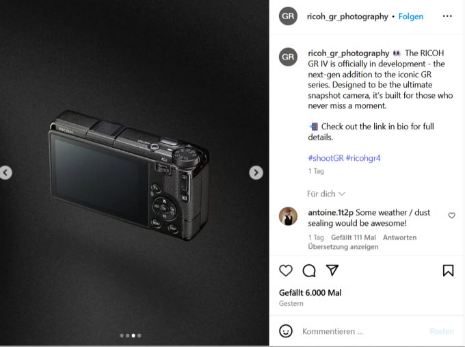 Die Ricoh GR IV kommt mit verbesserter Technik und intuitivem Design. ricoh gr iv