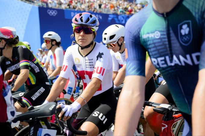 Elise Chabbey vor dem olympischen Strassenrennen in Paris. Elise Chabbey