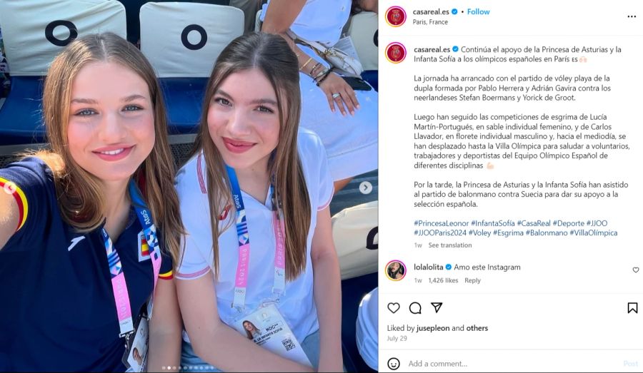 Die spanischen Prinzessinnen Leonor (18) und Sofía (17) waren in der ersten Olympia-Woche in Paris.