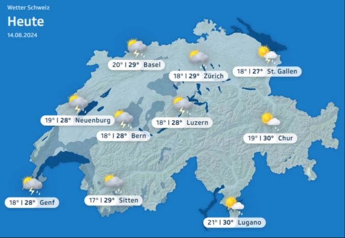 So wird das Wetter am heutigen Mittwoch. Gewitter Unwetter