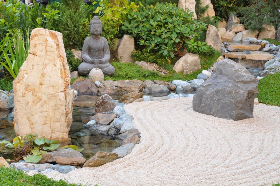 zen-garten, sand, buddha