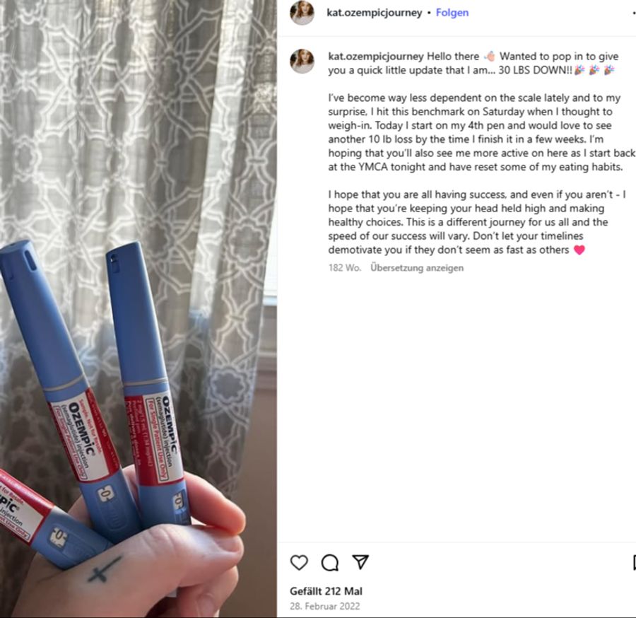 Auf Instagram wird die Ozempic-Abnehm-Spritze regelrecht gefeiert – Nutzer präsentieren stolz ihre Fortschritte und abgespeckten Kilos.