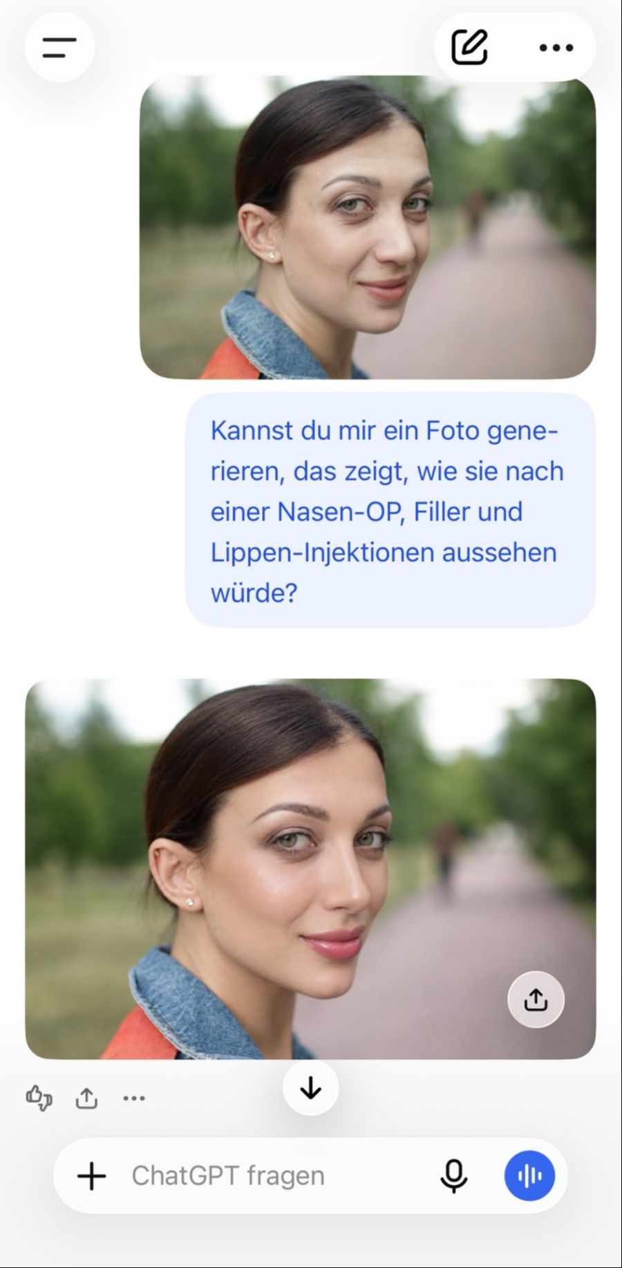 Patientinnen geben der KI auch konkrete Änderungswünsche durch – sowas kann dabei herauskommen.