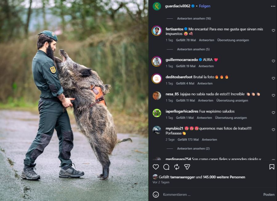 Die Spezialeinheit bekommt nämlich tierische Verstärkung – durch das Wildschwein Iratxo.