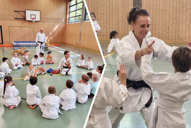 Das Training für die Kleinsten funktioniert über Bewegung, Fantasie und Spass. Immer mit dabei ist der MuTiger.