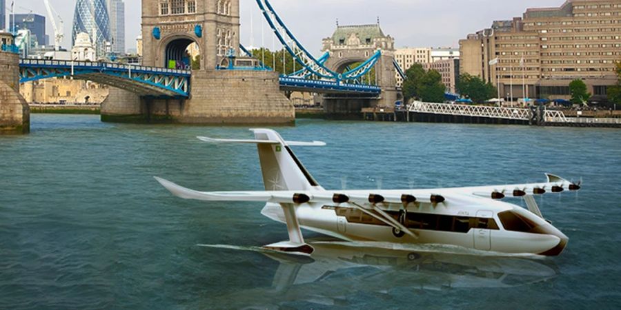 Wasserflugzeug Animation des Herstellers Flugzeug auf Themse in London