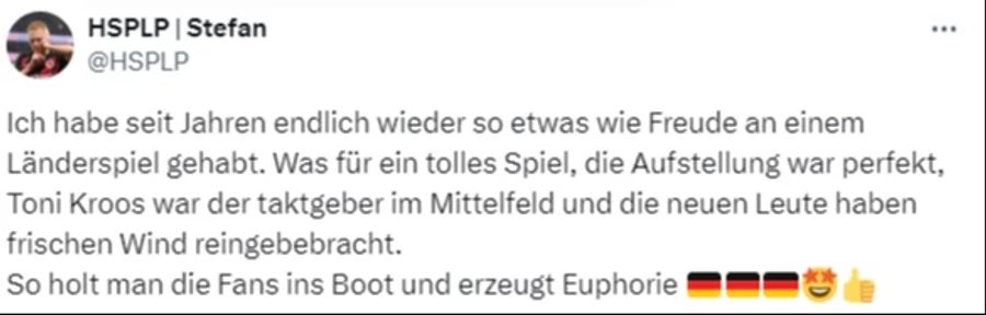 Einer von vielen Fan-Kommentaren unter dem Match-Post des DFB nach dem Sieg gegen Frankreich.