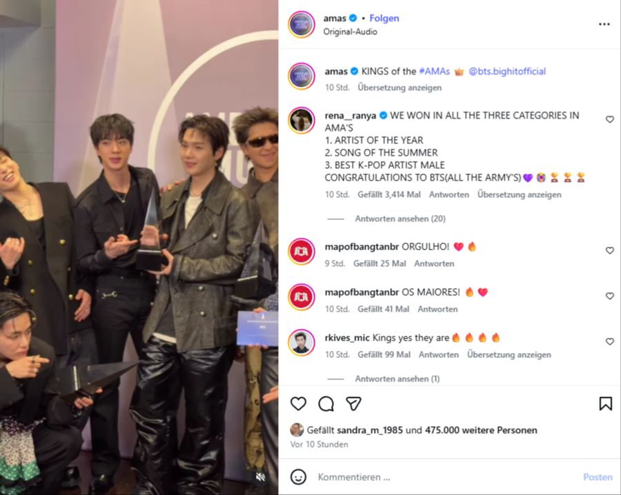 bts american music awards