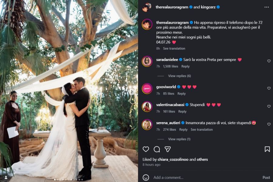 Ein inniger Moment zwischen Aurora Ramazzotti und ihrem frisch angetrauten Ehemann.