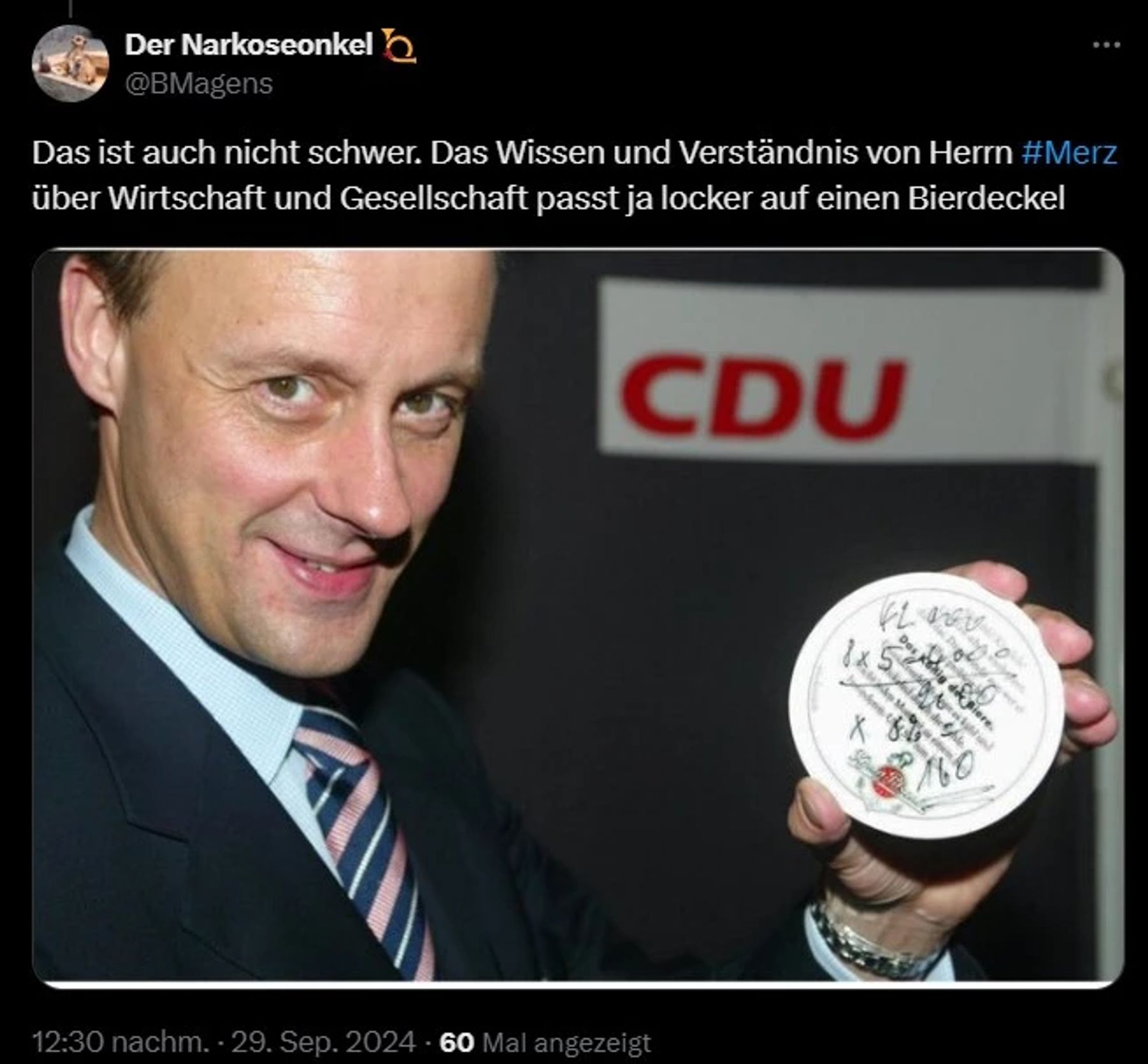 Friedrich Merz Bierdeckel 2003
