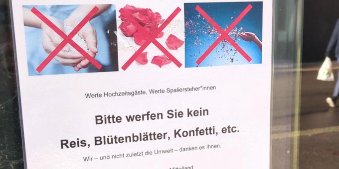 Kanton Bern - Hochzeitspaare dürfen keinen Reis mehr werfen
