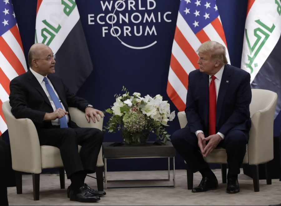 Damals traf der US-Präsident unter anderem auf Iraks Präsidenten Barham Salih...