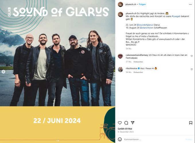 Plüsch ist zurück. Seit ihrem Comeback hat die Gruppe schon mehrere Konzerte in der ganzen Schweiz gespielt. plüsch