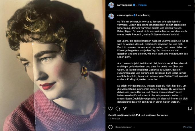 Carmen Geiss findet emotionale Worte für ihre verstorbenen Eltern. Carmen Geiss