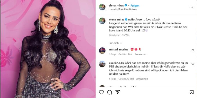 Elena Miras nahm an der diesjährigen Staffel «Promi Big Brother» teil, musste die Show jedoch vorzeitig verlassen. elena miras promi big brother