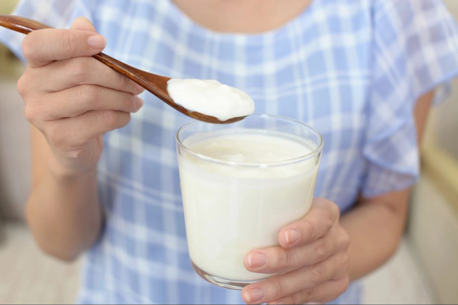 Joghurt, Löffel, Glas