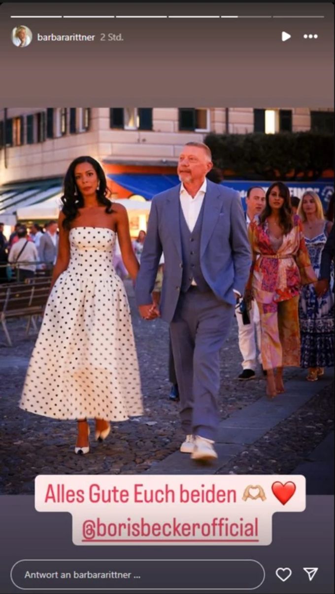 Boris Becker und Lilian de Carvalho Monteiro auf ihrem Polterabend. Boris Becker Hochzeit