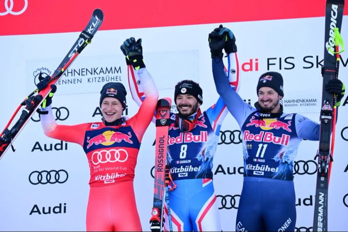In Kitzbühel muss sich Marco Odermatt zuletzt hinter Cyprien Sarrazin einreihen. Marco Odermatt