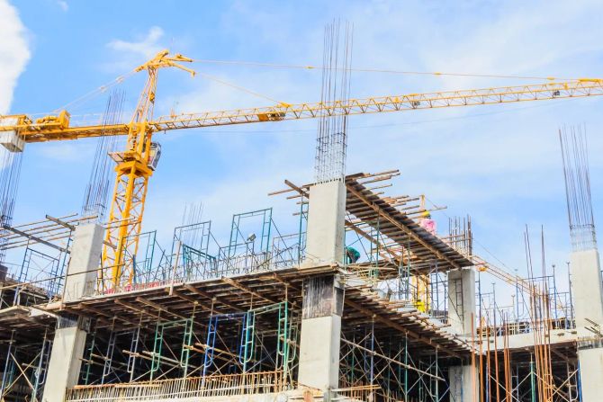 Baustelle Gebäude Kran Gerüst