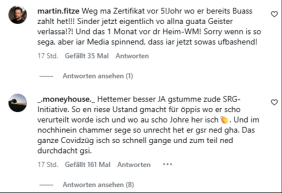«Seid ihr von allen guten Geistern verlassen?», schreibt jemand. «Hätten wir besser Ja zur SRG-Initiative gestimmt», jemand anderes.