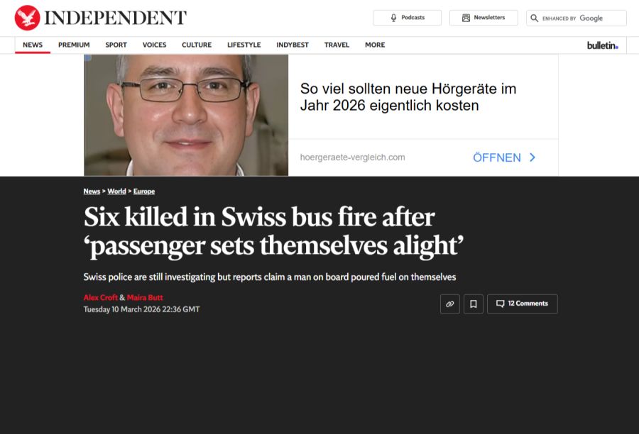 Der Vorfall erreicht auch den britischen «Independent».