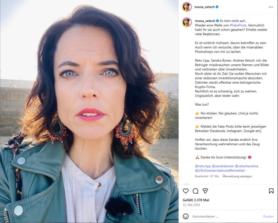 Mona Vetsch wird immer wieder Opfer von KI-Fakes.