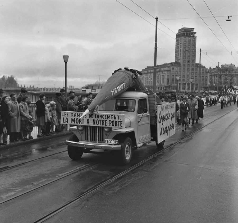 Gegen die Pläne gab es Proteste, wie hier 1959 in Lausanne.