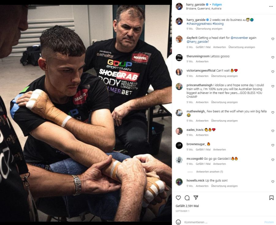 Dass Harry Garside Boxer ist, sieht man auf seiner Instagram-Seite.