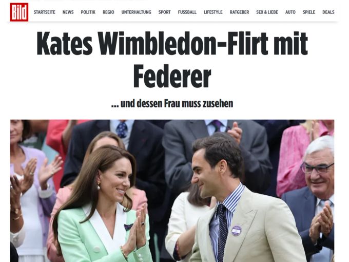 Die «Bild» schreibt über «Kates Wimbledon-Flirt mit Federer». Roger Federer