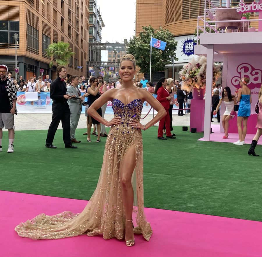 Model Sylvie Meis bei der Deutschlandpremiere des Films «Barbie» am Berlinale Palast.