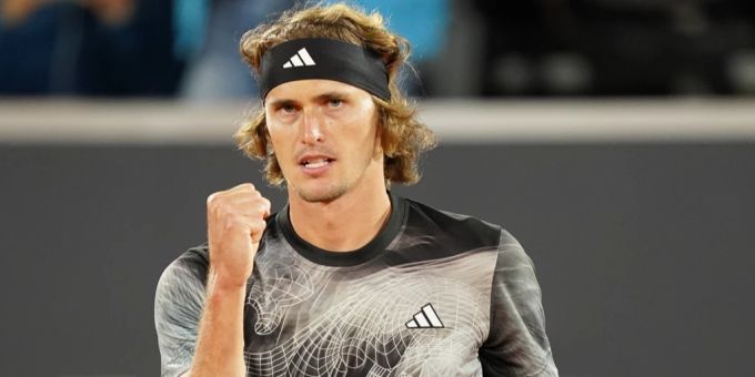 Alexander Zverev feiert seinen Sieg über Marterer. Zverev am ATP Hamburg