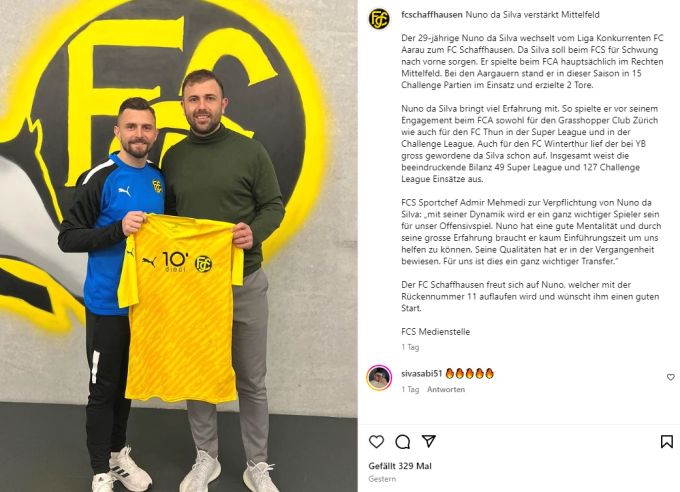 Nuno da Silva wechselte vom FC Aarau zum FC Schaffhausen. fc aarau