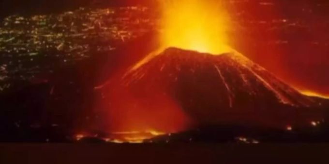 Die Lavaströme des Nyiragongo bedrohen die Stadt Goma. Congo-Volcano