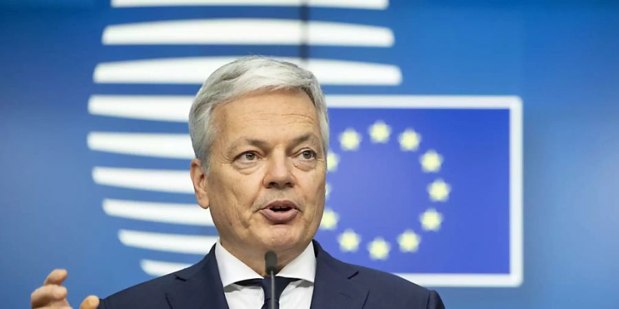 HANDOUT - Didier Reynders, EU-Kommissar für Justiz und Rechtsstaatlichkeit, spricht während einer informellen Videokonferenz der EU-Justizminister. Die Ministerinnen und Minister wollen unter anderem darüber beraten, wie die Vorratsdatenspeicherung im Fall schwerer Kriminalität unter Berücksichtigung der Grundrechte eingesetzt werden kann. Foto: Zucchi Enzo/European Council/dpa - ATTENTION: editorial use only and only if the credit mentioned above is referenced in full