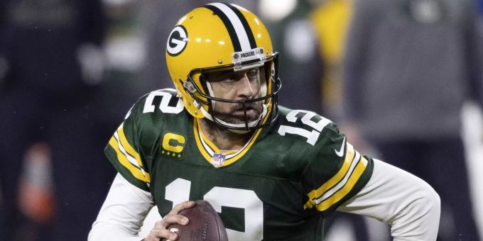 Aaron Rodgers, Quarterback der Green Bay Packers, im Einsatz in der NFL. NFL Aaron Rodgers