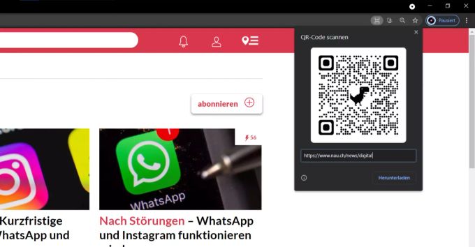 Das neue Feature in Google Chrome erlaubt es, QR-Codes zu der aktuellen Website zu erstellen. Google Chrome QR-Code