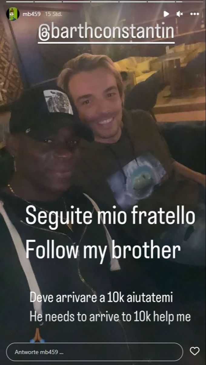 Mario Balotelli posiert in seiner Instagram-Story mit seinem Sportchef und «Bruder» Barthélémy Constantin. Mario Balotelli
