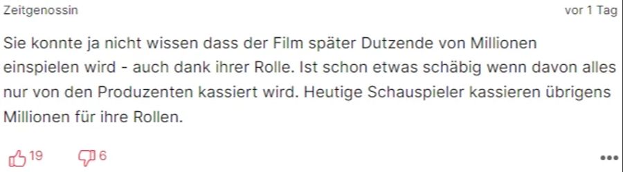 Diese Leserin fügt an, dass die Gagen heutzutage mittlerweile um einiges höher sind.