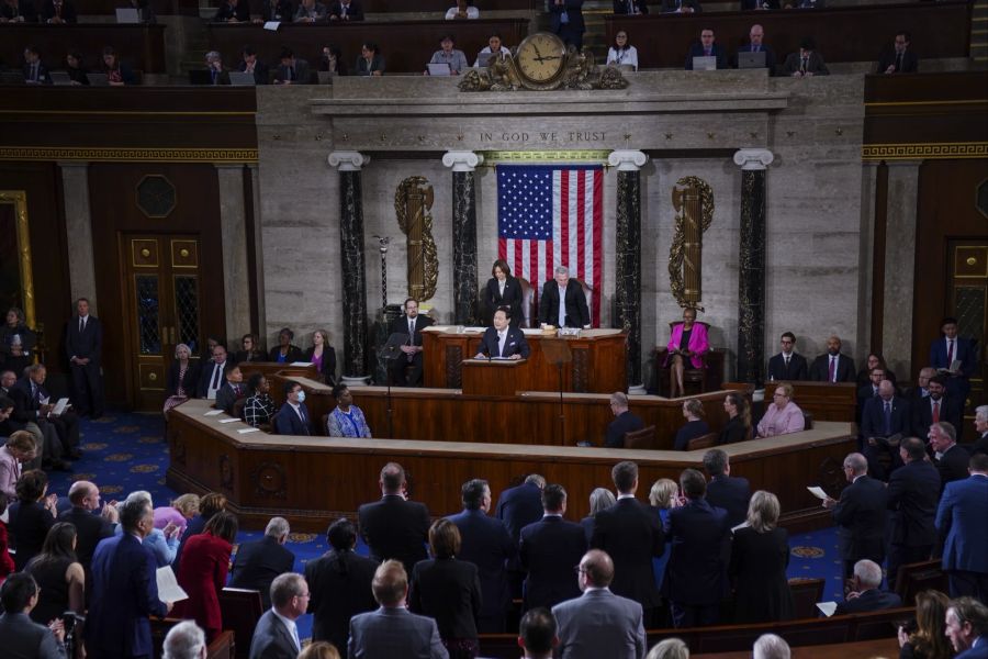 South Korean President Yoon Suk Yeol addresses a joint meeting of Congress