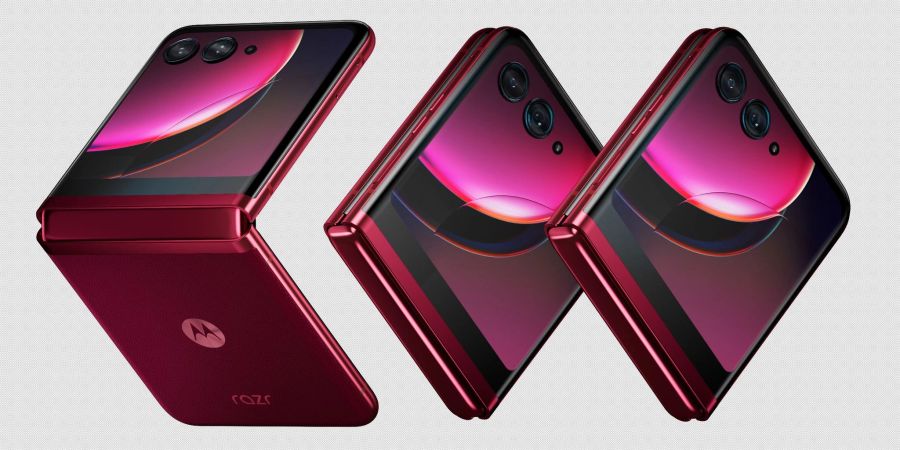 Magenta-Falter: Das Razr 40 Ultra bietet Motorola aber auch in den Farben Schwarz und Türkis an.