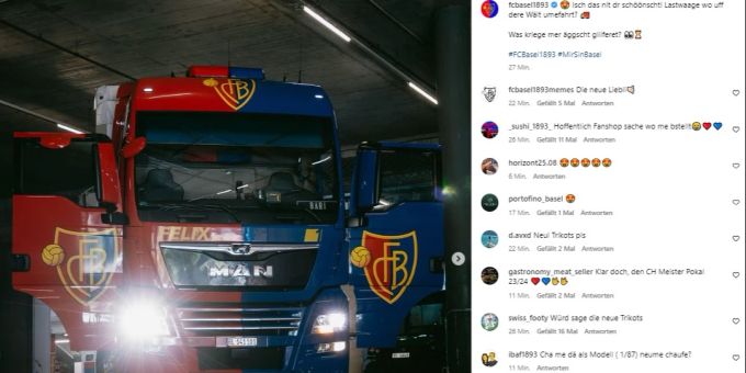 Der FC Basel hat heute Besuch von diesem LKW erhalten. FC Basel